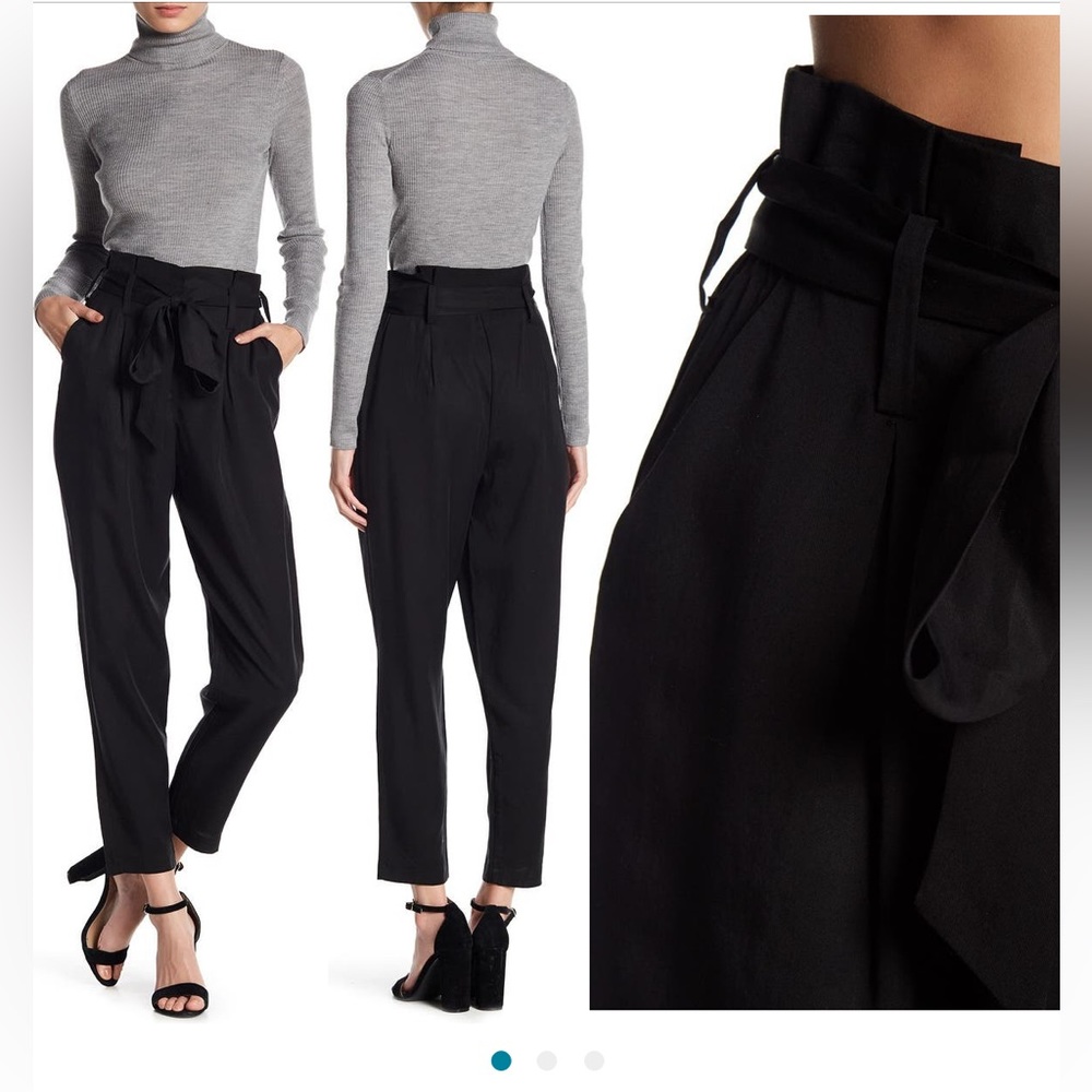 Paper bag black tie pants size small